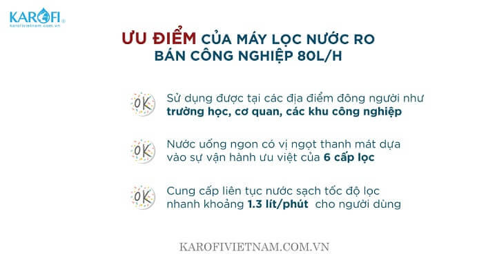 ưu điểm máy lọc nước công suất lớn 80l/h karofi