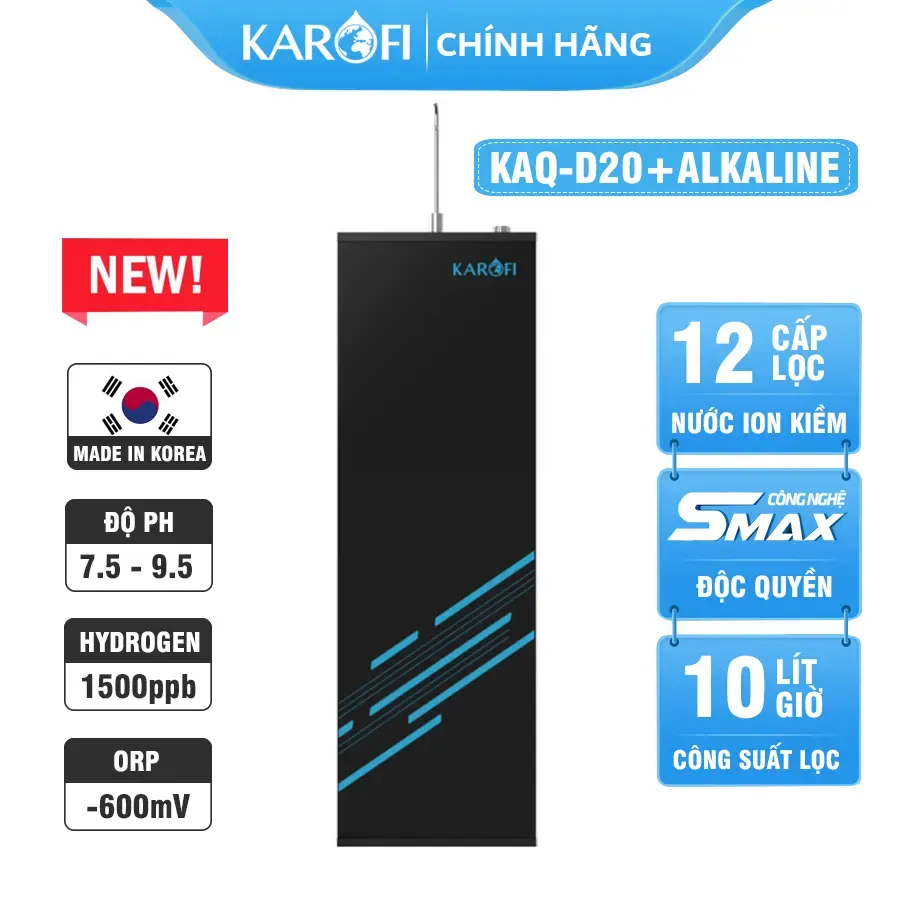 Máy lọc nước hydrogen ion kiềm Karofi KAQ-D20+ALKALINE - 12 lõi